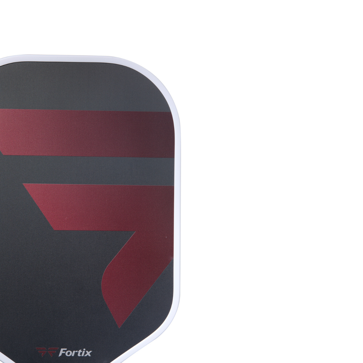 Fortix paddle face close-up with red geometric chevrons on black surface, white border